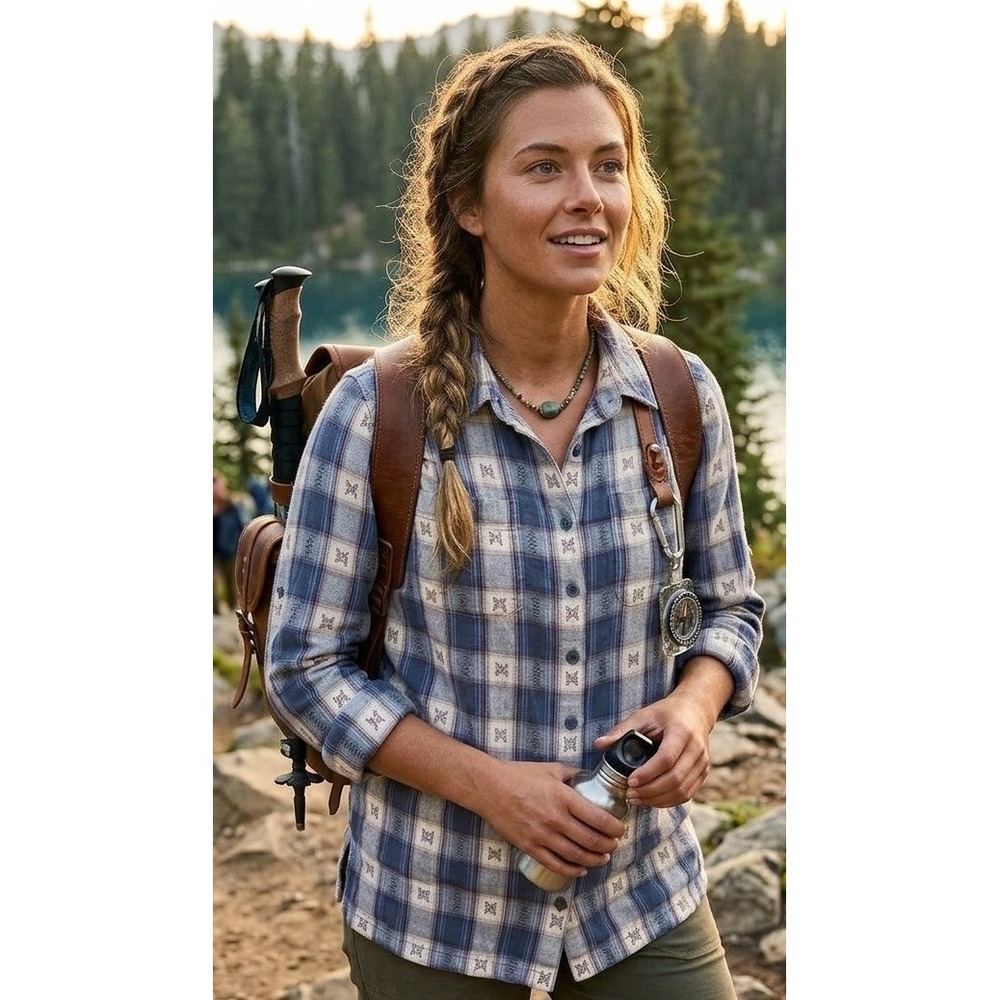 Mountain Khakis Flannel Long Sleeve Shirt Size S Blue Plaid Hiking Outdoor